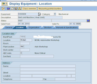 SAP Plant Maintenance Equipment