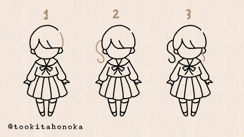 卒業式 入学式にも セーラー服の中学校の女の子の簡単かわいいイラストの描き方 手書き ボールペン 手帳用 遠北ほのかのイラストサイト
