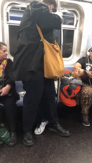 A Boy Refused To Move His Legs On A Subway. His Look When Someone Sat On Them Was Priceless