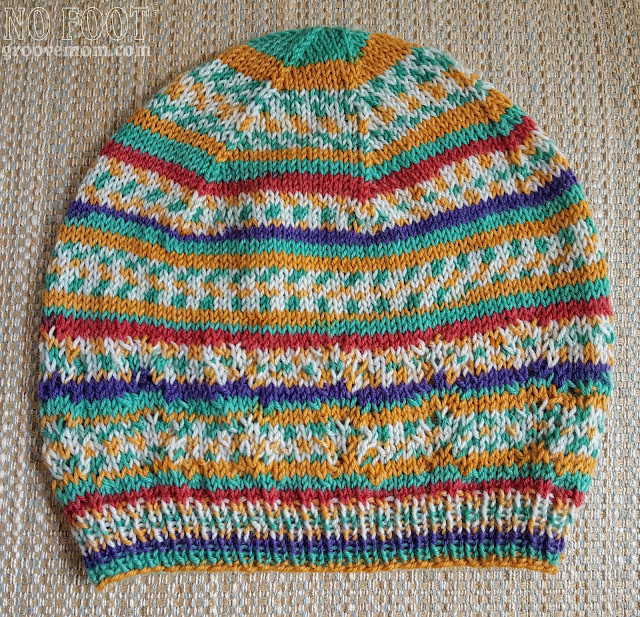 Beanie knit with same mystery yarn as socks.
