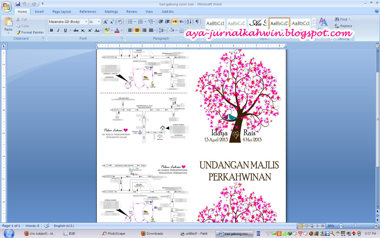 Jurnal Kahwin Aya: DIY: Kad kahwin