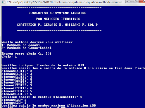 resolution de systeme d equation methode iteratives jacobi gauss seidel en langage  c