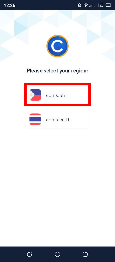 select your country coinsph