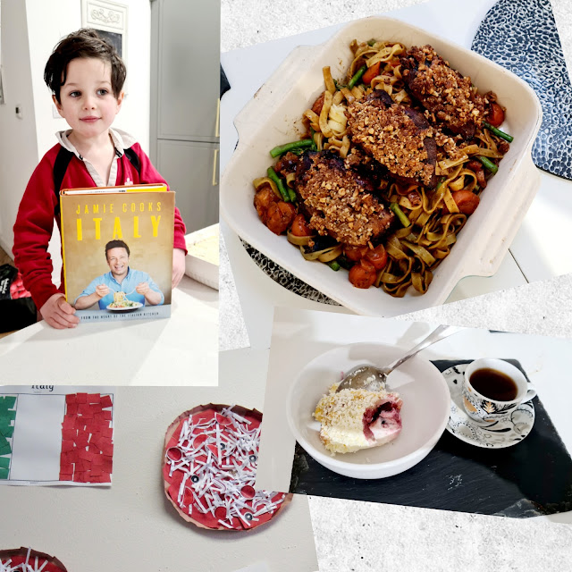 Traditional Italian cooking with kids pollo allo zafferano Limoncello Tiramisu