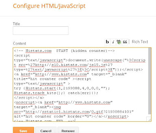 Cara Memasang Histats di Blog