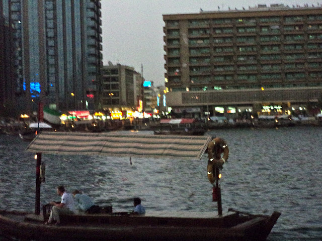 View of the Dubai creek in the evening.