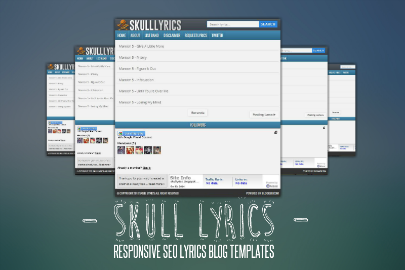 Skull Lyrics Responsive SEO Blogger Templates