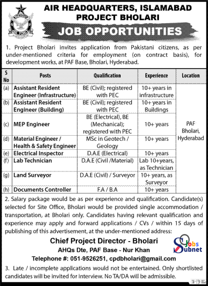 Air Headquarters Islamabad Govt Jobs 2022