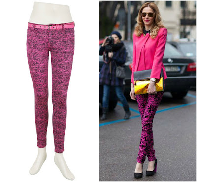 Pink colour Jeans, Printed Pink Jeans