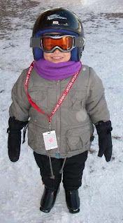 Luka's first day of skiing lessons - ready to go!
