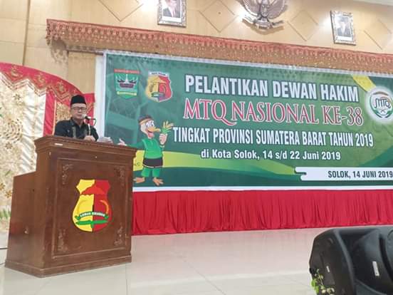 Dewan Hakim MTQ Ke-38 Tingkat Sumbar Dilantik, Wagub Nasul Abit Pelaksanaan MTQ Harus Profesional