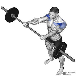 Front Raises with a barbell