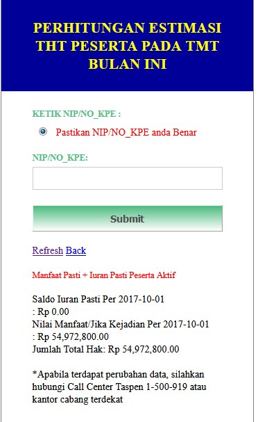 E-Klim Taspen (http://e-klim.taspen.com), Aplikasi Untuk 