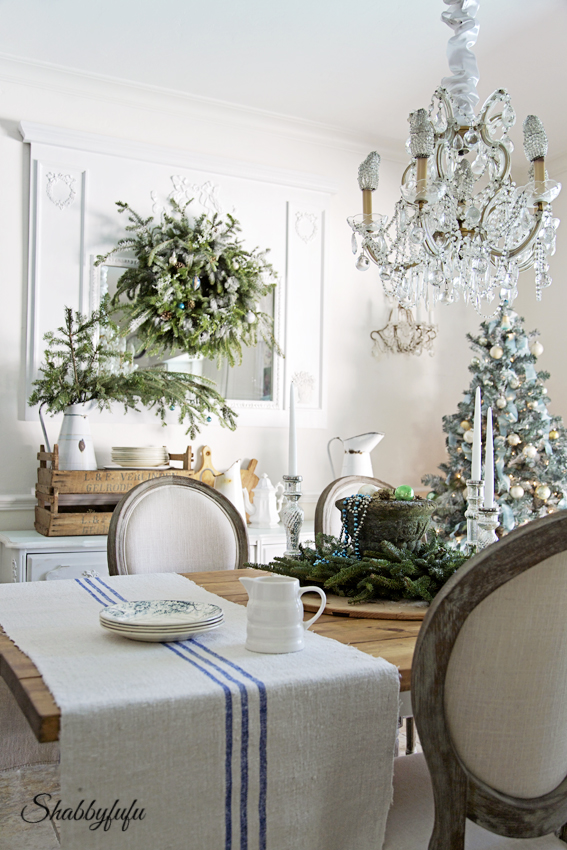 French Country Rustic Elegant Christmas Dining Room 