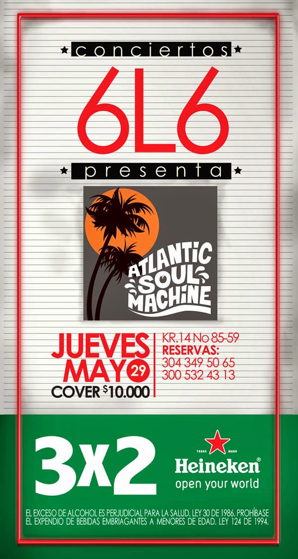 " ATLANTIC ATLANTIC  SOUL MACHINE LA FIESTA ELECTRO CARIBE  DE ESTE JUEVES 29 DE MAYO EN 6L6 BAR” 