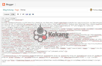 hasil copy script pada halaman site map blogger