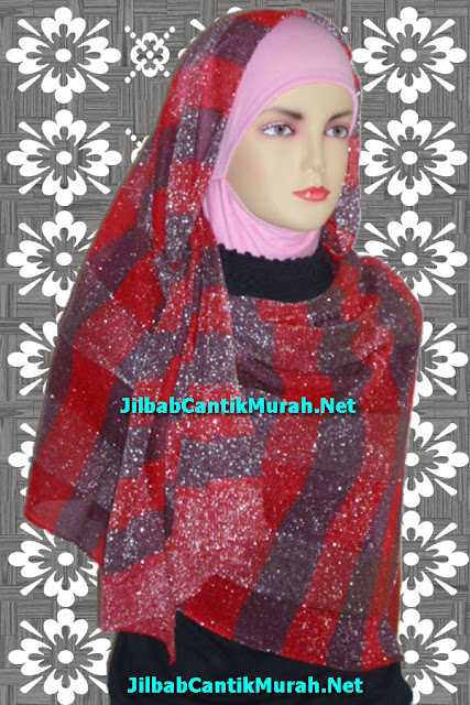 Jual Jilbab Cantik Murah Glitter Salur