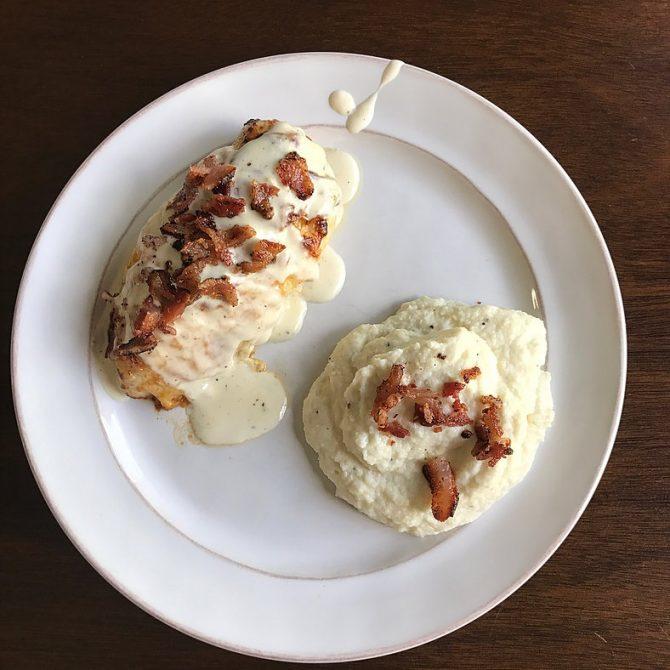 Delicious Parmesan Crusted Chicken with Bacon Cream Sauce