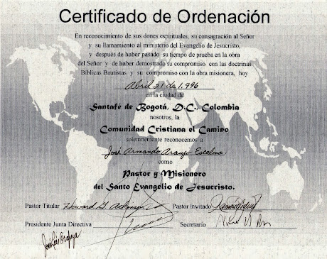 Ordenación al Ministerio Pastoral