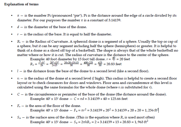 Dome calculation