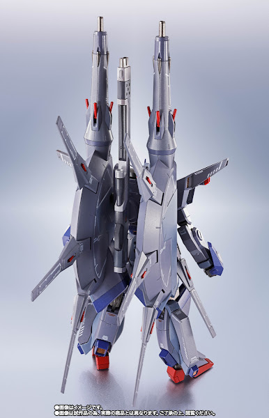 Figure of the Legend Gundam from behind, showing its DRAGOON system backpack.