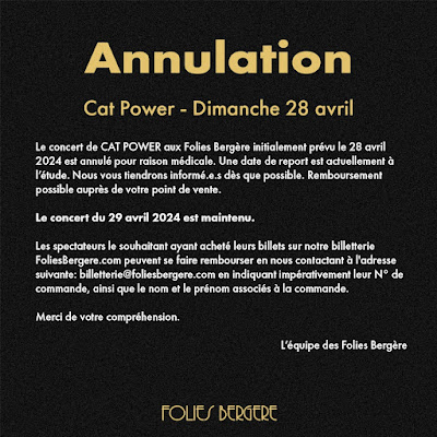 cat power folies bergère annulation