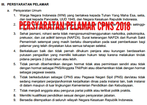 Persyaratan Seleksi Cpns Kemendikbud 2018