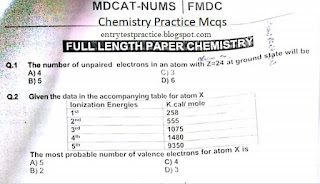 Chemistry Practice Mcqs NUMS/FMDC/MDCAT