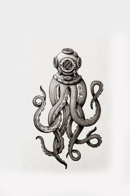 Octopus-with-Diver-Mask-Tattoo-Design