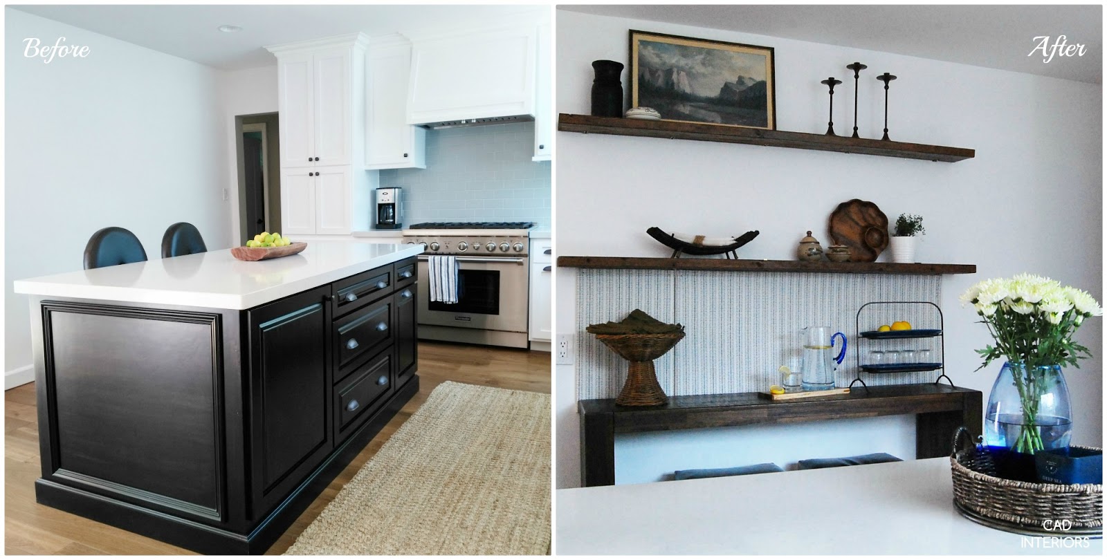 before and after kitchen wall diy transformation home improvement home office black white wood modern interior design