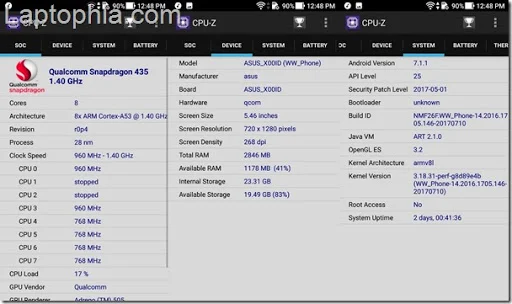 CPU-Z Asus Zenfone 4 Max Pro ZC554KL