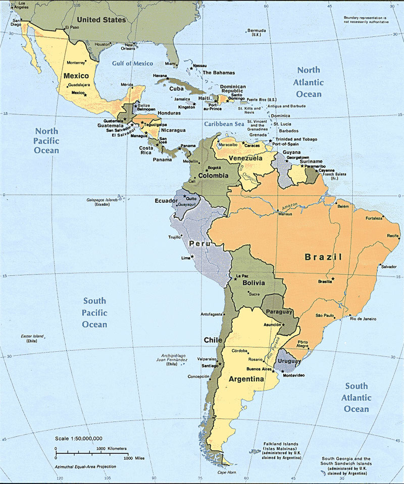 Map of Latin America. The scientists examined the genetic make-up of