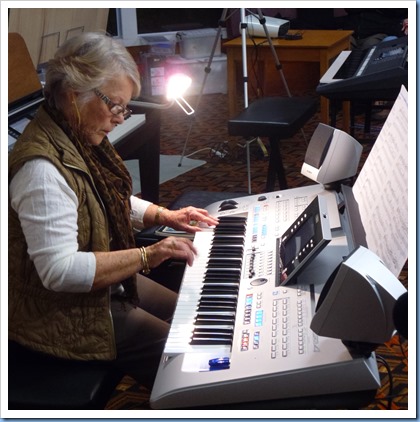 Marlend Forrest playing her Yamaha Tyros 4