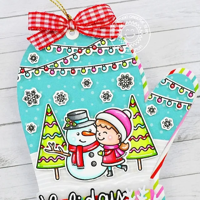 Sunny Studio Stamps: Woolen Mitten Die Focused Holiday Tag by Marine Simon (featuring Scenic Route, Snow One Like You, Feeling Frosty)