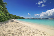 HONEYMOON BEACH: There are no guest rooms on Honeymoon Beach, located on the . (caneel honeymoon beach)