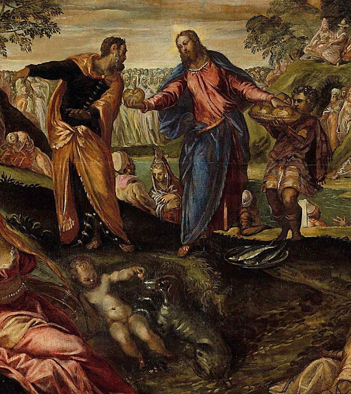 O milagre da multiplicação dos pães e dos peixes. Jacopo Tintoretto (1518/19–1594), Metropolitan Museum of Art, New York