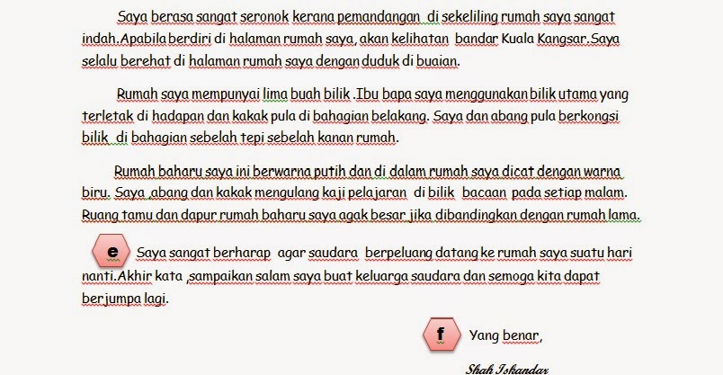 BAHASA MELAYU: SURAT KIRIMAN TIDAK RASMI