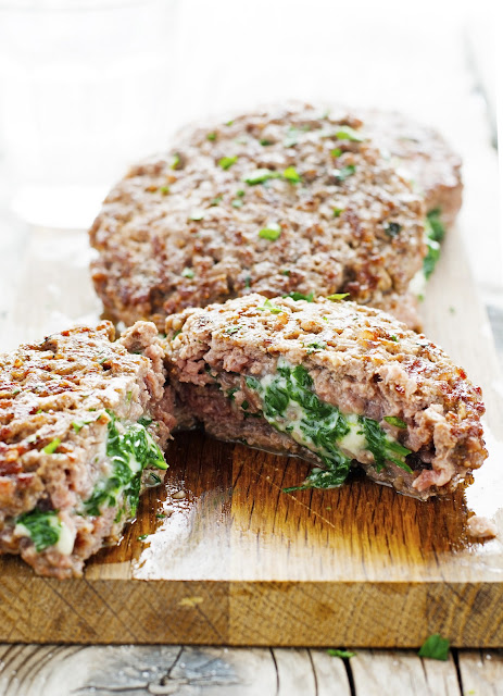 Spinach Mozzarella Stuffed Burgers