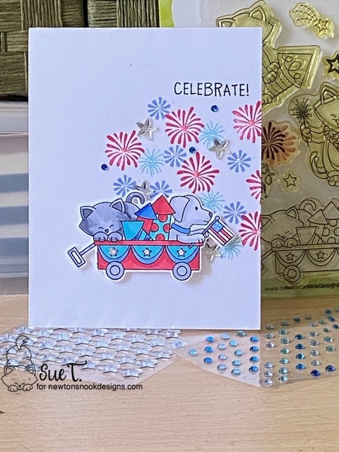 Celebrate by Sue features Newton's 4th of July by Newton's Nook Designs; #inkypaws, #newtonsnook, #4thofjulycards, #cardmaking, #catcards