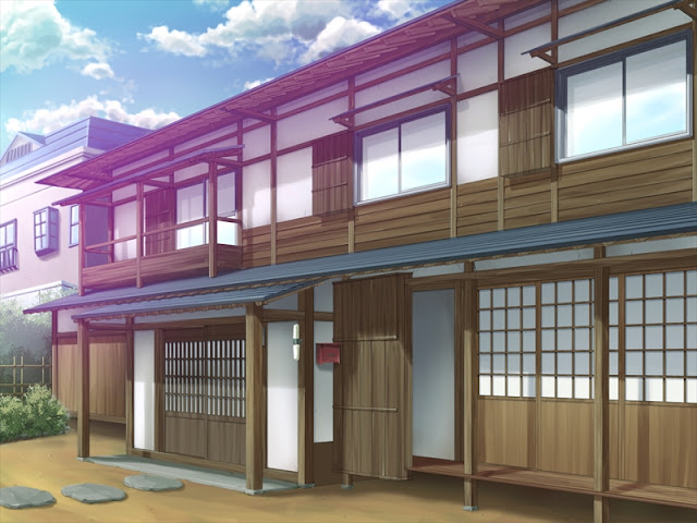 Anime Japanese Wooden House Background