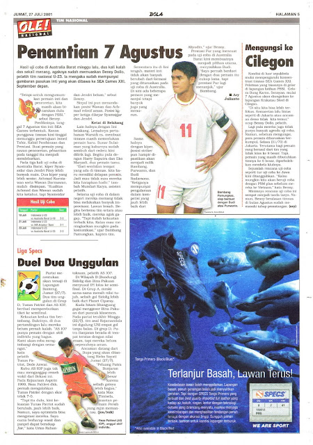 BERITA SEPAKBOLA INDONESIA TIM NASIONAL 2001