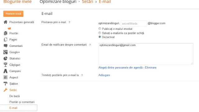 Cum sa primesti e-mail de notificare de comentarii in Blogger