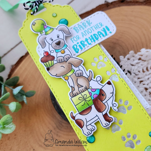 Birthday Barks Bookmark by Amanda Wilcox | Birthday Barks Stamp Set, Bookmark Die Set and Paw Print Hot Foil Plate by Newton's Nook Designs #newtonsnook #handmade