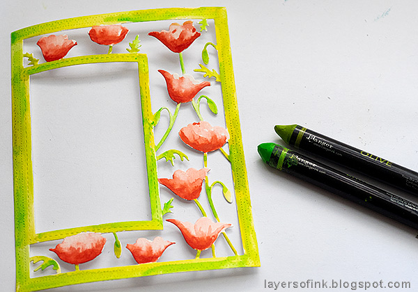 Layers of ink - Poppy Frame Art Journal Page by Anna-Karin Evaldsson. Color the frame.