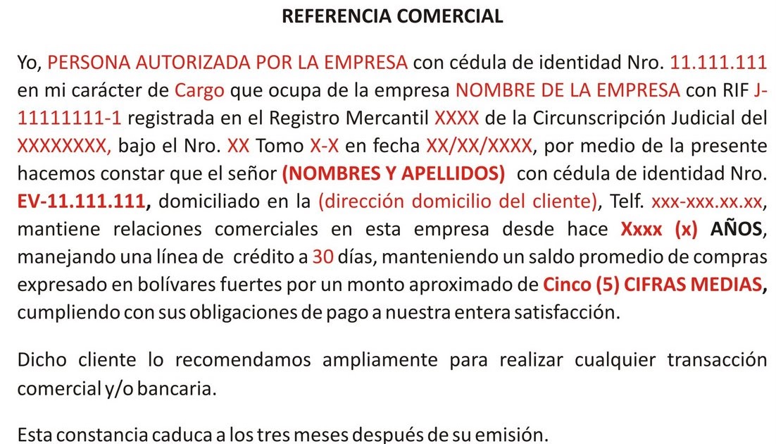 Modelo Referencia Comercial a Persona Natural  La 