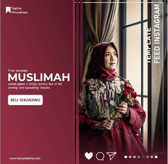 Download Template Feed Instagram Merah Marron Powerpoint