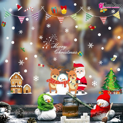 Decal tuần lộc Merry Christmas D32