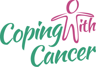 Coping with Cancer logo. Handwriting style font, and the W in with forms a person's legs