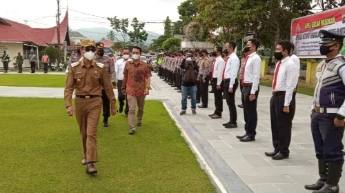 Bupati Safaruddin Dt. Bandaro Rajo Pimpin Apel Gelar Pasukan Operasi Ketupat Singgalang 2021 Polres Limapuluh Kota