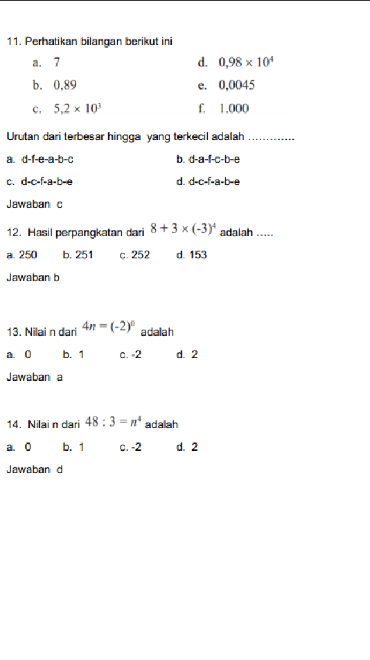 Soal dan Jawaban Soal PAS Matematika Kelas 9 SMP/MTs Semester 1  (Ganjil)